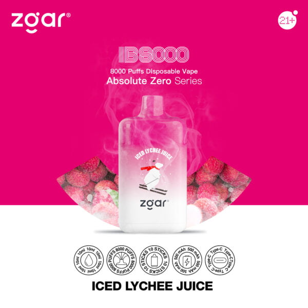 ZGAR ICE BOX 8000 Puffs 2% Nikotīna Rechargeable Vienreizējās lietošanas Vape Vairumtirdzniecība — JumpVape – 8