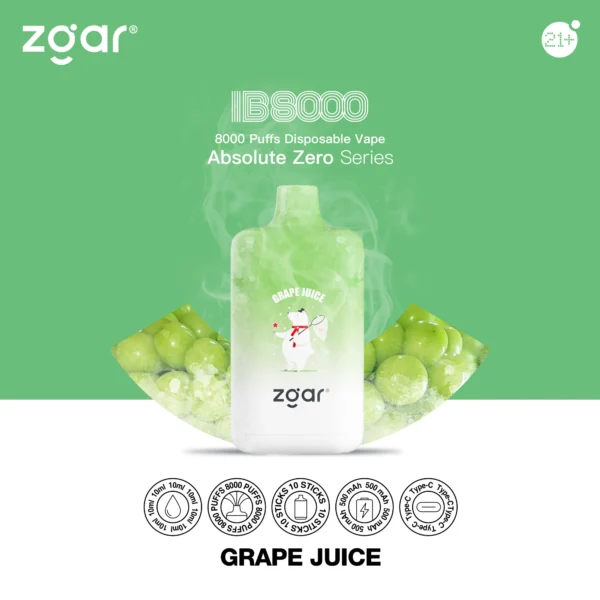 ZGAR ICE BOX 8000 Puffs 2% Nikotīna Rechargeable Vienreizlietojamais Vape Vairumtirdzniecība — JumpVape — 2