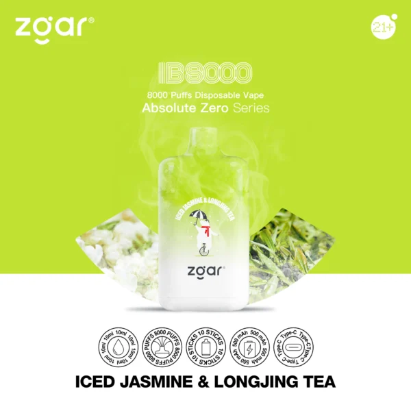 ZGAR ICE BOX 8000 Puffs 2% Nikotīna Rechargeable Vienreizlietojamais Vape Vairumtirdzniecība — JumpVape — 5