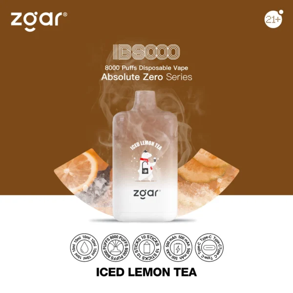 ZGAR ICE BOX 8000 Puffs 2% Nikotīna uzlādējams vienreizējās lietošanas vape vairumtirdzniecība — JumpVape — 6