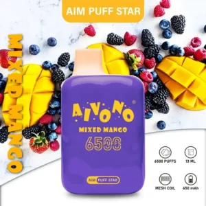 AIVONO AIM PUFFSTAR 6500 Puffs 0% 2% 5% Vähänikotiinia ladattava kertakäyttöinen Vapes Pen Bulk Tukkumyynti - JumpVape - 12