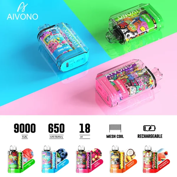 AIVONO AIM XXL 9000 Puffs 0% 2% 3% 5% Düşük Nikotinli Şarj Edilebilir Tek Kullanımlık Vapes Kalemi Toplu Toptan Satın Al - JumpVape - 11