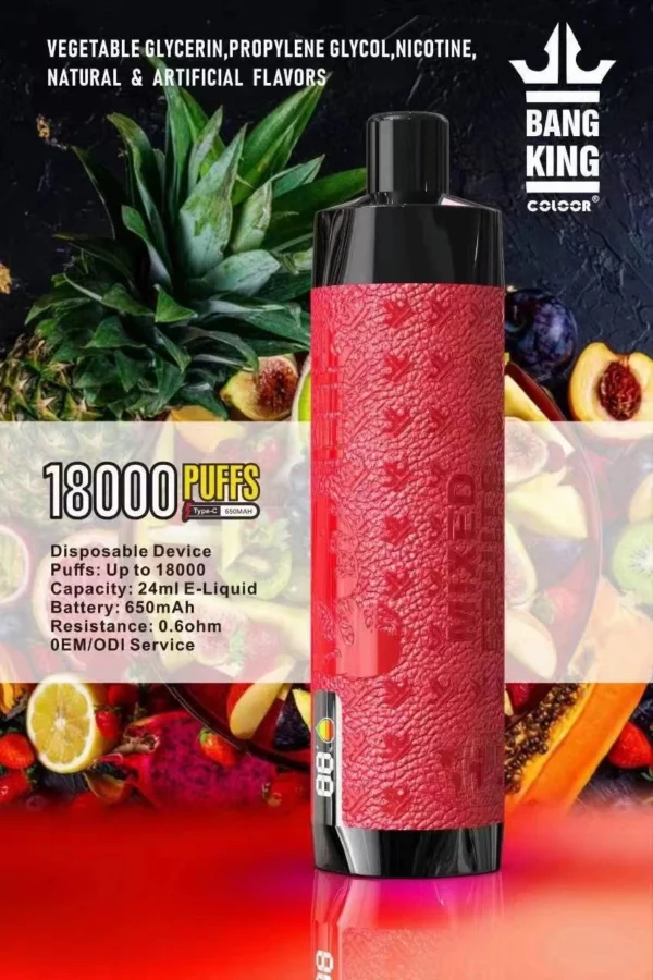 Bang King Crown Bar 18000 Puff-uri 0% 2% 3% 5% Stilo de vape reîncărcabil de unică folosință cu conținut scăzut de nicotină Vrac Cumpărați cu ridicata - JumpVape - 6