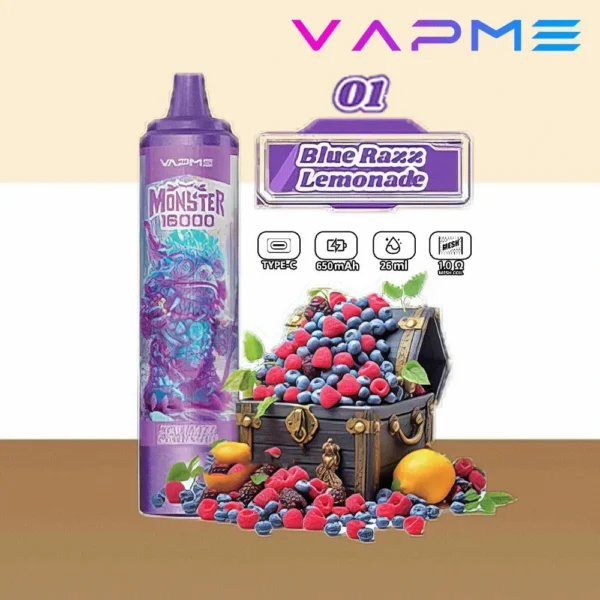 Vapme Monster 16000 Puffs 2% 5% Nicotine Rechargeable Disposable Vapes Bulk buy Wholesale - JumpVape - 9