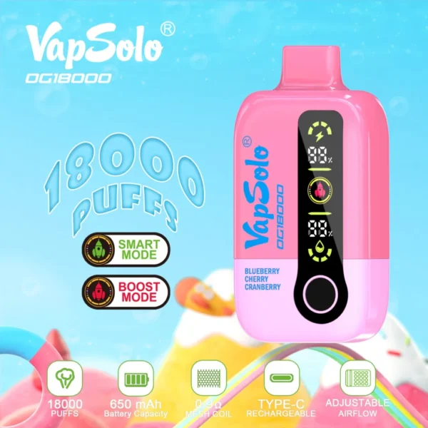 Vapsolo DG 18000 Puffs 2% 5% Düşük Nikotinli Şarj Edilebilir Tek Kullanımlık Vapes Kalem Toplu Toptan Satın Al - JumpVape - 5