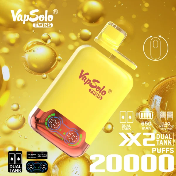 VapSolo Twins 20000 vpihov 2% 5% pisalo za enkratno uporabo z nizko vsebnostjo nikotina, polnilno pero za enkratno uporabo, nakup na debelo - JumpVape - 4