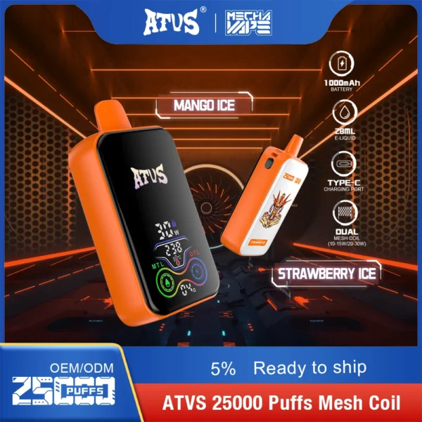 ATVS 25000 Puffs Dual Mesh 5% Vapes desechables recargables con bajo contenido de nicotina Compra a granel al por mayor - JumpVape - 7