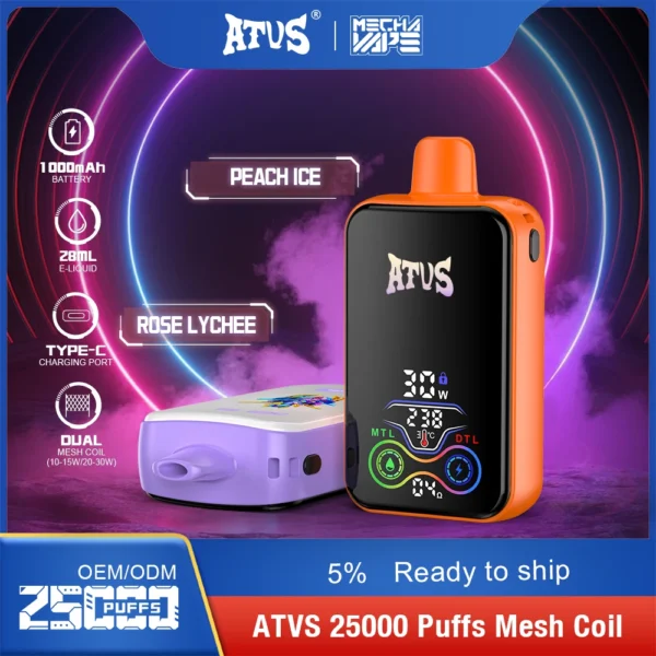 ATVS 25000 Puffs Dual Mesh 5% Vapes desechables recargables con bajo contenido de nicotina Compra a granel - JumpVape - 6