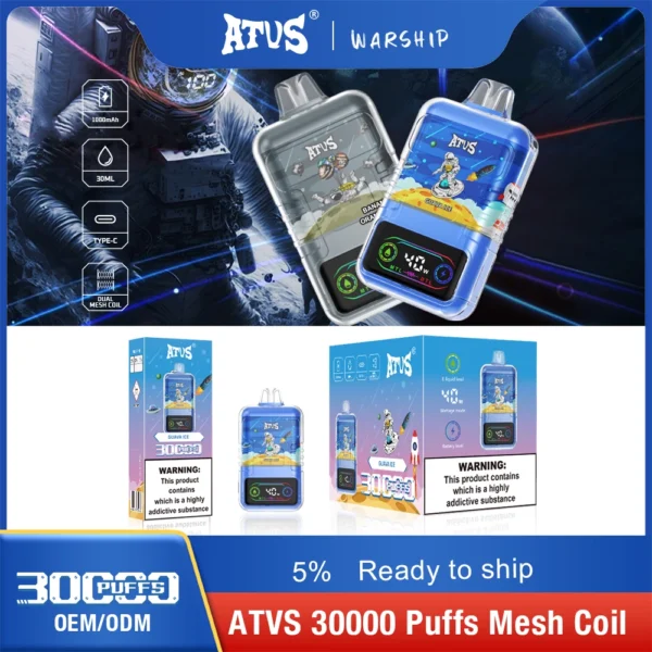 ATVS 30000 Puffs Dual Mesh 5% Vapes desechables recargables con bajo contenido de nicotina Compra a granel - JumpVape - 8