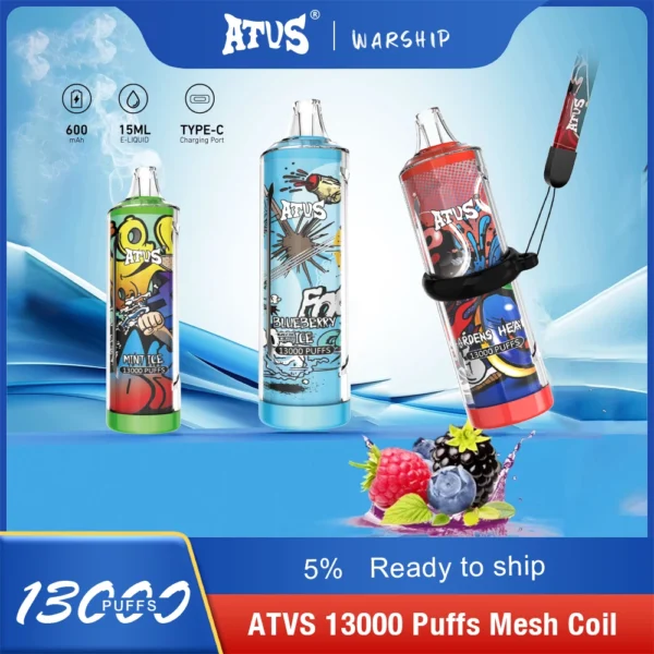 Atvs 13000 Puffs 5% Madala nikotiinisisaldusega laetav ühekordne Vapes Pen hulgimüük - JumpVape - 1