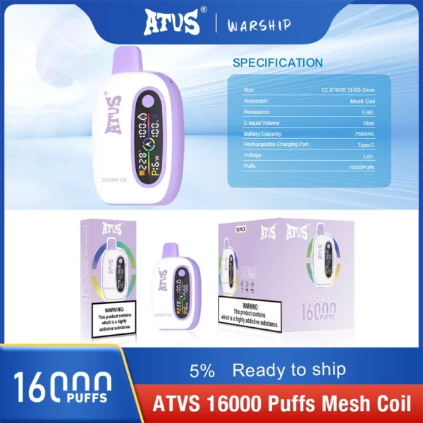 Atvs 16000 Puffs 2% 5% Low Nicotine Rechargeable Disposable Vapes Pen Bulk Buy Wholesale - JumpVape - 11