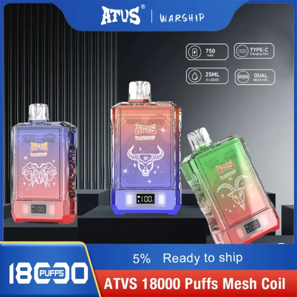 Atvs Warship 18000 Puffs 5% Vapes desechables recargables con bajo contenido de nicotina Compra a granel al por mayor - JumpVape - 9