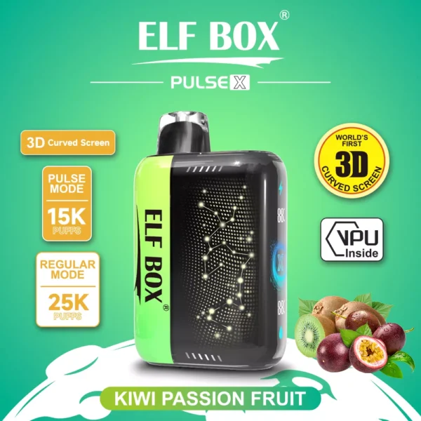 Elf Box Pulse X 25000 Puffs Dual Mesh 0% 2% 3% 5% Zems nikotīna 3D izliekts LED ekrāns Uzlādējams Vienreizējās lietošanas Vapes Pildspalva Lielapjoma Pirkt Vairumtirdzniecība - JumpVape - 3