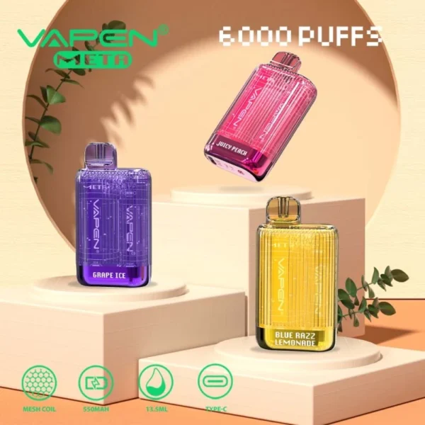 VAPEN Meta 6000 Puffs 2% 5% Vapes desechables recargables con bajo contenido de nicotina Compra a granel - JumpVape - 1