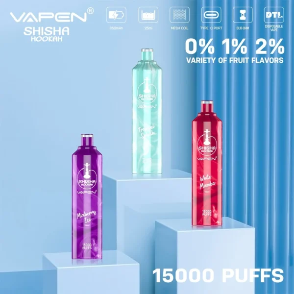 VAPEN Shisha Vesipiippu 15 000 Suihketta 0% 2% Vähänikotiiniinen Ladattava Kertakäyttöinen Vapes Pen Bulk Tukkumyynti - JumpVape - 1