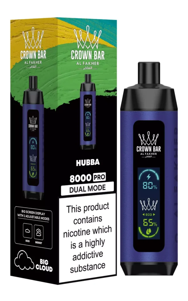 Al Fakher Crown Bar Big Cloud 8000 Pro Dual Mode Full Screen Low Nicotină Reîncărcabil Vapes Pen vrac Cumpărați cu ridicata - Stoc de depozit european - JumpVape - 8