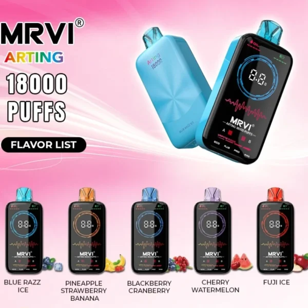 MRVI Arting 18000 Puffs Полноэкранный дисплей с двойной сеткой 2% 5% Перезаряжаемая одноразовая ручка для вейпов с низким содержанием никотина Купить оптом - JumpVape - 1