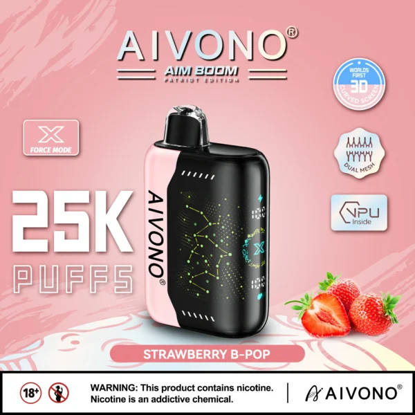 AIVONO AIM BOOM 25000 Puffs kahevõrguga digitaalne ekraan 0% 2% 3% 5% Madala nikotiinisisaldusega laetav ühekordselt kasutatav Vapes pliiats hulgimüük - JumpVape - 9