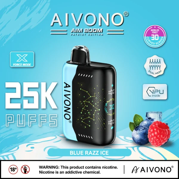 AIVONO AIM BOOM 25000 pihustiga kahevõrguga digitaalne ekraan 0% 2% 3% 5% Madala nikotiinisisaldusega laetav ühekordne Vapes Pen hulgimüük - JumpVape - 6