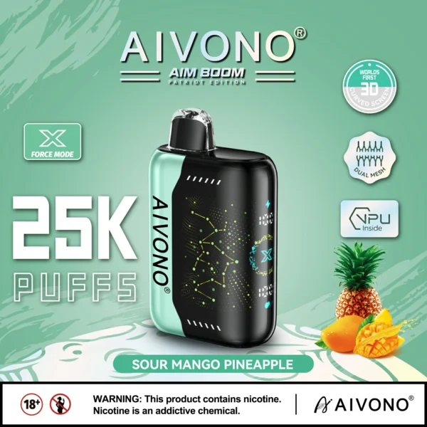 AIVONO AIM BOOM 25000 pihustiga kahevõrguga digitaalne ekraan 0% 2% 3% 5% Madala nikotiinisisaldusega laetav ühekordne Vapes pliiats hulgimüük - JumpVape - 7