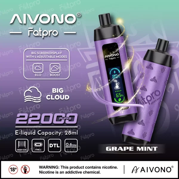 AIVONO Fatpro 22000 Puff Narghilè Schermo digitale 0% 2% 3% 5% Penna per vapori usa e getta ricaricabile a basso contenuto di nicotina all'ingrosso Acquista all'ingrosso - JumpVape - 8