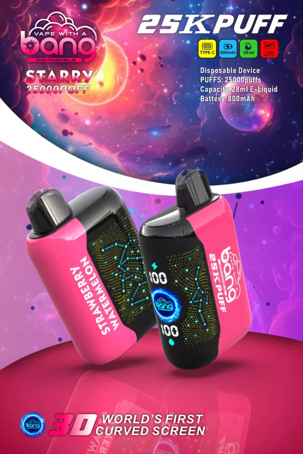 Bang Starry 25000 Puffs 3D Curved Screen 0% 2% 3% 5% Low Nicotine Rechargeable Disposable Vapes Pen Bulk Buy Wholesale - JumpVape - 2