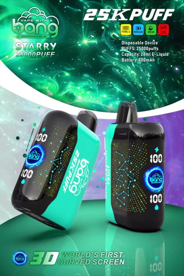 Bang Starry 25000 Puffs 3D Curved Screen 0% 2% 3% 5% Low Nicotine Rechargeable Disposable Vapes Pen Bulk Buy Wholesale - JumpVape - 3